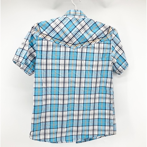 BKE Pearl Snap Slim Fit Western Rodeo Plaid Short sleeve jaripeo modern cowboy - Picture 8 of 8